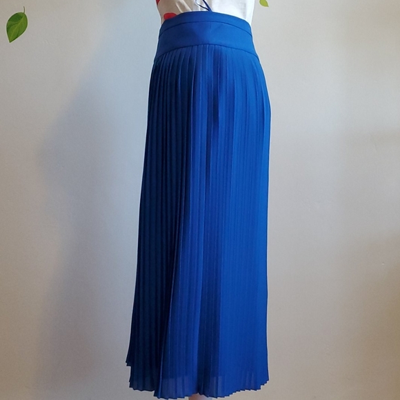 J. Crew Factory Pleated Midi Blue Skirt Size 2 - Picture 2 of 4